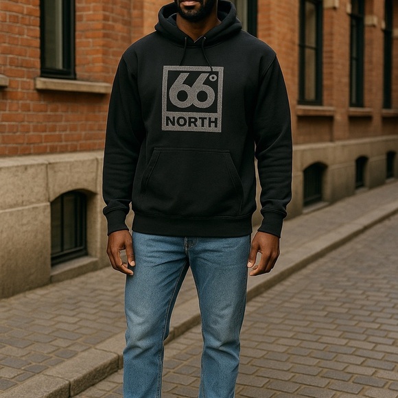 66 North Iceland Black Hoodie Size Small Sweatshirt - Picture 3 of 8